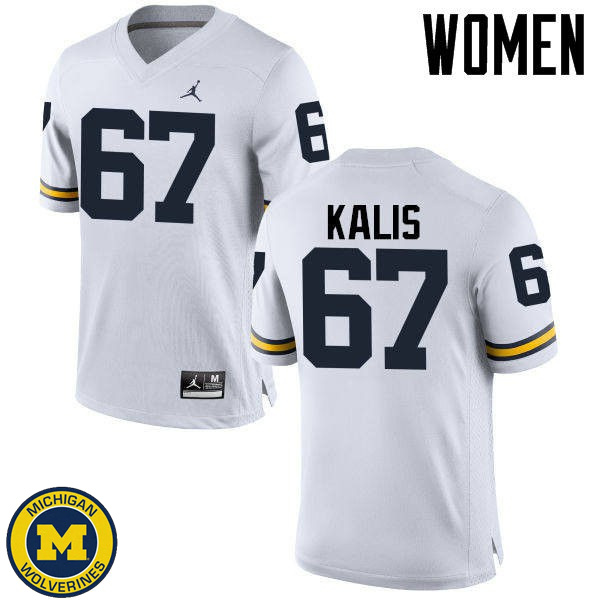 Women's University of Michigan #67 Kyle Kalis White NCAA Football Jersey